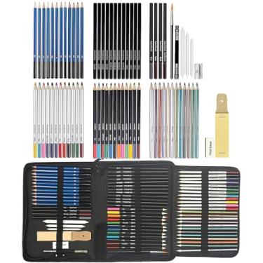 Imagem de Umai Kit Artístico Profissional 72 Peças: Lápis Grafite, Carvão, Metálicos, Aquarela, Estojo Portátil + Acessórios para Desenho - Adultos, Iniciantes e Artistas