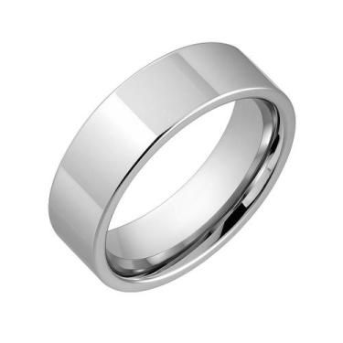 Imagem de Anel de Prata Namoro Casal Presente 6mm Tungstênio Namorados Reta Luxo