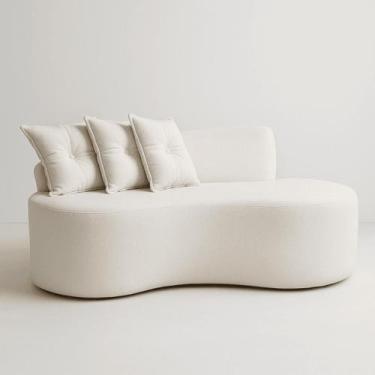 Imagem de Sofá Orgânico 2 Lugares Curvo Feijão Design Elegante Bouclé - Aliança 