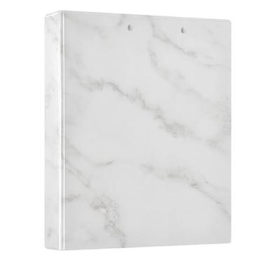 Imagem de Fichário redondo de mármore, 3 anéis, branco, 3 anéis, para escritório, escola, material de trabalho, pasta de arquivos, documentos, capacidade de 200 folhas, fácil de abrir