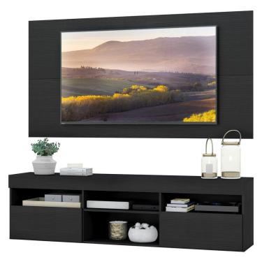 Imagem de Rack Com Painel Tv 65" Com 2 Portas Londres Multimóveis V3334 Preto Preto