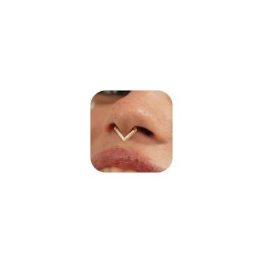 Imagem de BodyBonita Anéis de septo triangulares de 16G - Anéis de nariz de aço inoxidável 316L, argolas de zircônia cúbica, piercings de narina, clicker daith, concha, tragus, torre, brinco para mulheres e