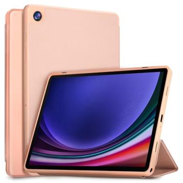 Imagem de SSS·GRGB Capa para Samsung Galaxy Tab A9 Plus/A9+ 5G 11 polegadas 2023 e 2024 modelos (SM-X210/X216/X218), capa protetora híbrida com suporte de três dobras de TPU macio (ouro rosa)