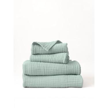 Imagem de Viva Maison - Conjunto de 4 toalhas de musselina para banheiro, conjuntos de toalhas de banho de luxo 100% algodão turco fino macio de secagem rápida sem fiapos tamanho grande (verde sálvia, 2