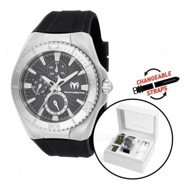 Imagem de Relógio TechnoMarine Cruise California Masculino 45mm, Preto, Branco, Verde com Pulseira Interchangeável TM124017