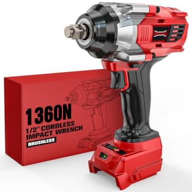 Imagem de DIYtoolifz Chave De Impacto Sem Fio 1/2" Para Milwaukee, Bateria 18 V (Sem Bateria), Torque Alto 1000 Pés-Lbs (1360 N.M), Pistola Elétrica Com Luz Trabalho Led, Velocidades Variáveis, Controle 4 Qua