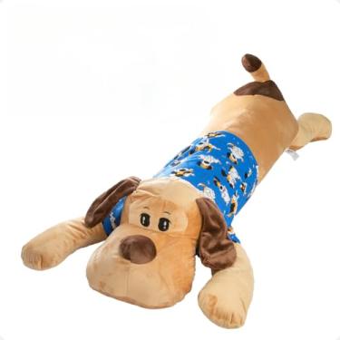 Imagem de Travesseiro Corpo Anatomico Animais Pelúcia Dormir Confortável (Cachorro Azul)