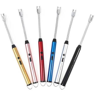 Imagem de Isqueiro Acendedor Elétrico Recarregável de Fogão a Gás - Velas - Churrasqueira - Lareira - Ponta Flexível 360° Resistente ao vento - Carregamento USB com Indicador de Bateria