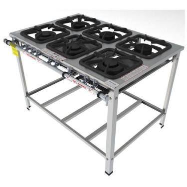 Imagem de Fogão Industrial Inox Gastromaq 6 Bocas Encosto Mista FGI306EM