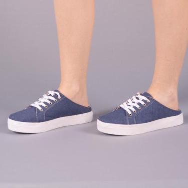 Imagem de Tênis Feminino Mule Babuche Calce Fácil - Lu Shoes, Jeans escuro, 36