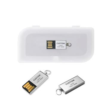 Imagem de Pen drive USB personalizado, pacote com 100 mini pen drive de metal personalizado USB 2.0, ideal para presentes corporativos, eventos de negócios e brindes promocionais (128 MB, com caixa de plástico)