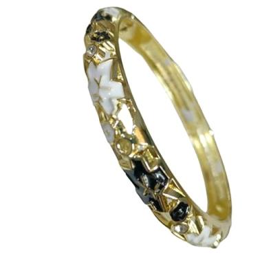 Imagem de Only My Live Home Pulseiras de punho articuladas com estrela esmaltada Cloisonne chinesa pequena para mulheres de pulso pequeno, joias étnicas a céu aberto, Inner Diameter 2.25 inch wide 0.31 inch
