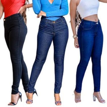 Imagem de Kit 3 Unid Calça Skinny Feminina Jeans Cintura Hot Pants - Apollogy, 4