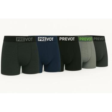 Imagem de Kit 5 cuecas boxers cores lisas e listradas marca Prevot, G1