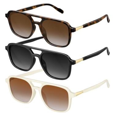 Imagem de konqkin Óculos De Sol Aviador Retrô Para Mulheres E Homens: Retangulares Polarizados, Vintage, Da Moda, Anos 70, Masculinos Femininos, Com Proteção Uv400 (Marrom + Cinza Lótus, 54 Mm)