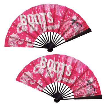 Imagem de ishenkea 2 peças de botas no chão, leque de mão de 33 cm para dança de linha, ventilador de clack para dança, festa, decoração, festival (B)