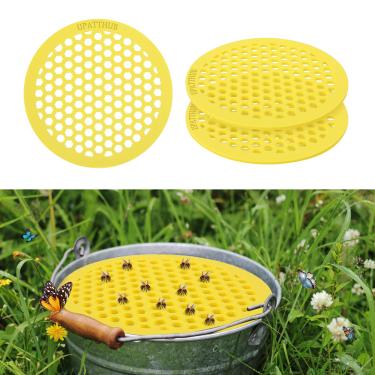 Imagem de UPATTHUB Copos de abelha para regar abelhas – Pacote com 2 bebedouros flutuantes de espuma vinílica acetinada, estação de irrigação de borboletas e banho de abelha para decoração de jardim ao ar livre