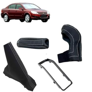 Imagem de Capas Couro Legitimo Protege Câmbio Manual E Alavanca Freio De Mão Com Aro Moldura E Coifa Compatível Com Vectra Gt 2009 Á 2011