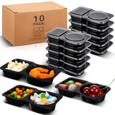 Imagem de Blushtier 10 recipientes de condimento com compartimento duplo de 142 g, recipientes reutilizáveis para lanches com tampas, pequeno lanche e recipiente de molho para controle de porção de molho para
