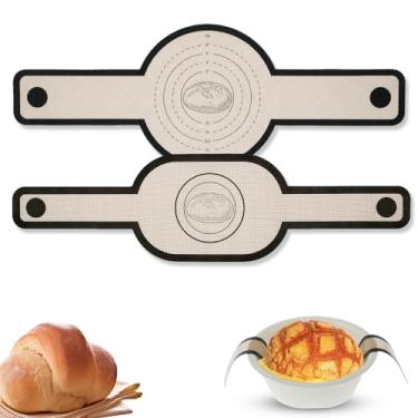 Imagem de PoDhey 2 peças estilingue de silicone para forno holandês antiaderente e fácil de limpar suprimentos de cozimento de pão de fermento reutilizável oval e redondo tapete de silicone para assar pão com
