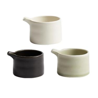 Imagem de Conjunto de 3 potes de leite de cerâmica fosca de 125 ml, jarras de molho fosco, preto, branco, verde, fosco