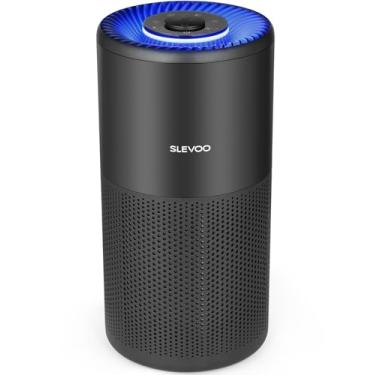 Imagem de SLEVOO Purificador de ar para quarto doméstico de até 10 m², alergias de pelos de animais de estimação, filtro 3 em 1 com purificador de ar hepa, modo de sono ultra silencioso de 24 DB, aromaterapia