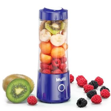 Imagem de Mulli Liquidificador portátil de 400 ml recarregável por USB com 6 lâminas de aço inoxidável, mini liquidificador pessoal para batidos, comida de bebê, viagens, academia e cozinha, sem BPA