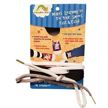 Imagem de Jahy2Tech Caterpillar Shoe Laces - Learn to tie Shoes Fast and Easy - Bi-Colored, Holds Shape, Printed Guide (Practice Leg Strap and Laces)