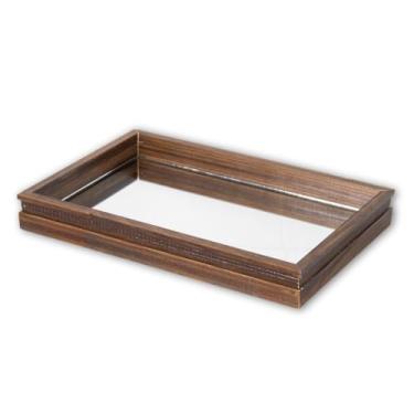 Imagem de Bandeja Espelhada Pequena ou Grande de Madeira Maciça Decoração Cozinha Banheiro Sala Quarto(22x32cm - Marrom Escuro)