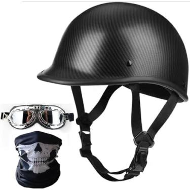 Imagem de Retro Homens Mulheres Rosto Aberto Motocicleta Meio Capacete Estilo Alemão Boné De Beisebol Meio Capacetes Máscara óculos De Proteção Dot/Ece Capacete Certificado Para Atv S, C, M
