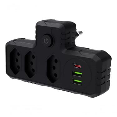 Imagem de Benjamim Adaptador Universal Tomada Usb Tipo C Filtro Linha