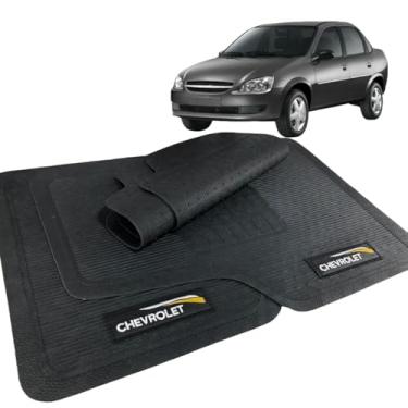 Imagem de Jogo de Tapete Borracha Automotivo Com Logo 5 Peças Bordado Compatível com Chev Gm Corsa Classic 2010 2011 2012 2013