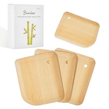 Imagem de Raspador de panela de bambu, raspador de panela, raspador de alimentos, ferramentas de raspador de cozinha para frigideiras de ferro fundido, panelas, pratos, panelas e panelas (4 peças)