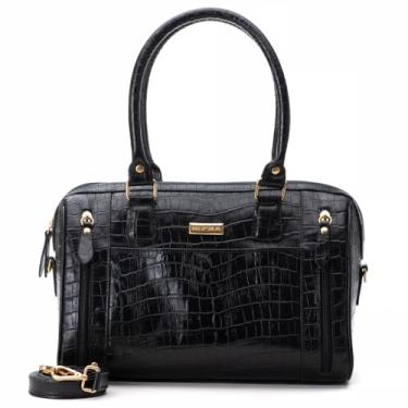 Imagem de Bolsa Feminina Baú de Ombro Couro Katia Sifra (CROCO PRETO)