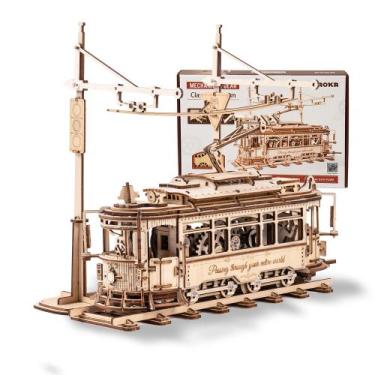 Imagem de Kit de carro modelo Puzzle ROKR Classic City Tram de madeira para adul