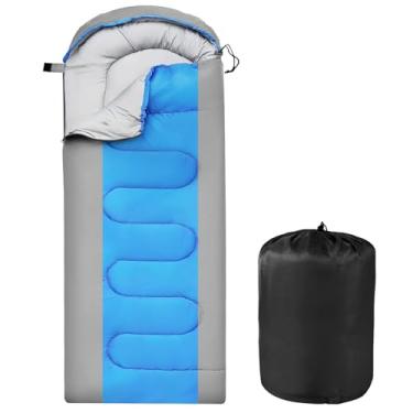 Imagem de OBTANIM Sacos de Dormir Portátil Impermeável Espessado Camping Saco de Dormir para Adultos Crianças 4 Estações Clima Frio ou Quente Mochilão, Caminhadas, Montanhismo, Uso Interno e Exterior (Cinza e