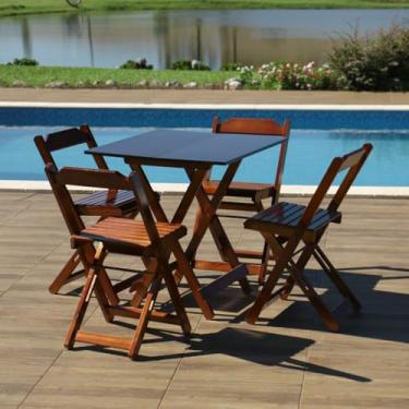 Imagem de Jogo de Mesa 70x70 com 4 Cadeiras Dobráveis de Madeira Imbuia - Móveis Britz