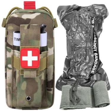 Imagem de VVIITOP Bolsa de torniquete (bandagem israelense + bolsa IFAK), pequeno kit médico de trauma tático de primeiros socorros para acampamento e caminhadas (camuflagem)