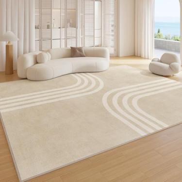 Imagem de Tapetes estilo creme para decoração de quarto, sala de estar, área grande, carpete de pelúcia, macio e fofinho, grosso, lavável, tapete de chão (200x250 cm/D)