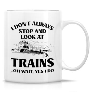 Imagem de Retreez Caneca engraçada para observador de trem – xícara de café de cerâmica de 325 ml – Presente hilário para entusiastas da ferrovia, observação de trem, maestro de trem – aniversário, feriado