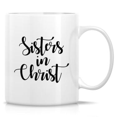 Imagem de Retreez Caneca Cristã Engraçada – Caneca Irmãs em Cristo – Copo de Café de Cerâmica de 325 ml Presente para Mulheres, Amigos de Fé, Grupo de Estudo da Bíblia, Irmã da Igreja – Presente de Aniversário