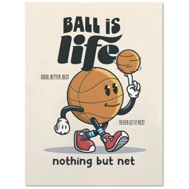 Imagem de MINI ZOZI Arte de parede de basquete retrô 12x16 decoração em tela pôster colorido legal engraçado vintage moderno dormitório casa funky decoração inspiradora fofa divertida cozinha quarto estética
