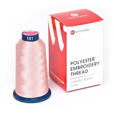 Imagem de Linha de bordado rosa selecionada Richword 4000 m (4374Y) 40 WT fio de poliéster 100 cores selecionadas para várias agulhas comerciais e máquina de bordar de agulha única 0181