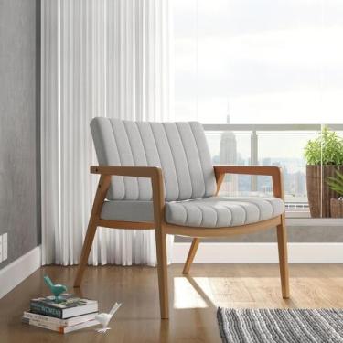 Imagem de Poltrona Decorativa Recepção Uxuá Linho Confortável Para Sala de Estar