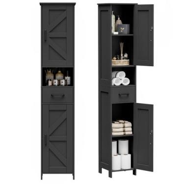 Imagem de Armário de armazenamento de banheiro alto Homhedy 67H com 2 portas de 