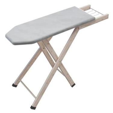 Imagem de Tabua De Passar Roupa Cinza De Madeira Com Forro Térmico + extensao 1,