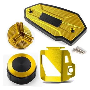 Imagem de Tampas de fluido de freio dianteiro e traseiro da motocicleta e acessórios de proteção da tampa de enchimento de óleo compatíveis com Z 900 Z900 2017-2022 2023 2024 (quatro dourados)