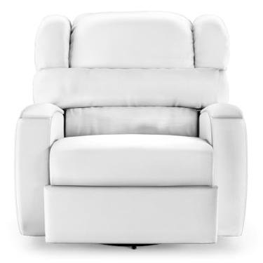 Imagem de Poltrona do Papai Sala de Cinema Reclinável Manchester Glider Manual Giratória PU Branco G23