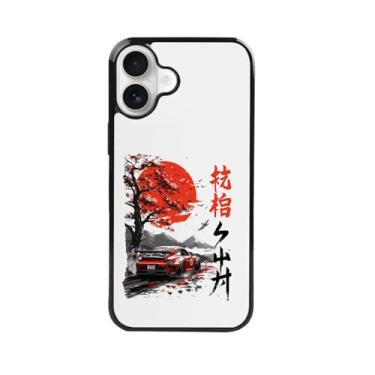 Imagem de qizjio Capa de telefone inspirada em anime de carro japonês – Ilustração legal de corrida, capa protetora à prova de choque para iPhone 16