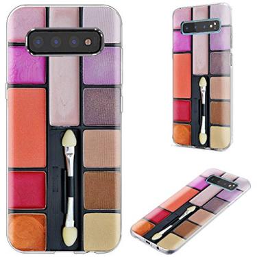 Imagem de Capa para Samsung Galaxy S10, Capa protetora total VoMotec antirriscos, fina, flexível, macia TPU capa traseira de silicone capa de telefone para Samsung Galaxy S10 6,1 polegadas 2019, Torre Eiffel de Paris na chuva com guarda-chuva vermelho, colorful makeup kit